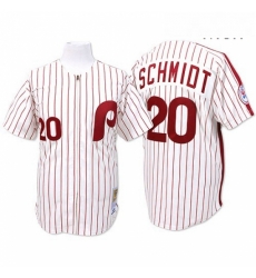 Mens Mitchell and Ness Philadelphia Phillies 20 Mike Schmidt Authentic WhiteRed Strip Throwback MLB Jersey Mens Mitchell and Ness Philadelphia Phillies 20 Mike Schmidt Authentic WhiteRed Strip Throwback MLB Jersey