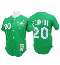 Mens Mitchell and Ness Philadelphia Phillies 20 Mike Schmidt Replica Green Throwback MLB Jersey Mens Mitchell and Ness Philadelphia Phillies 20 Mike Schmidt Replica Green Throwback MLB Jersey