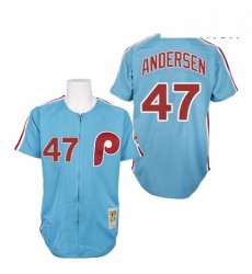 Mens Mitchell and Ness Philadelphia Phillies 47 Larry Andersen Authentic Blue 1984 Throwback MLB Jersey Mens Mitchell and Ness Philadelphia Phillies 47 Larry Andersen Authentic Blue 1984 Throwback MLB Jersey