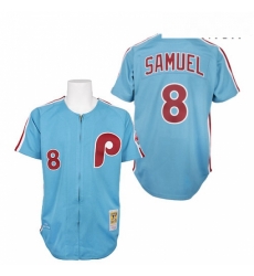 Mens Mitchell and Ness Philadelphia Phillies 8 Juan Samuel Authentic Blue 1984 Throwback MLB Jersey Mens Mitchell and Ness Philadelphia Phillies 8 Juan Samuel Authentic Blue 1984 Throwback MLB Jersey