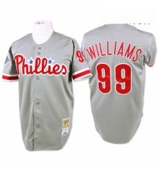 Mens Mitchell and Ness Philadelphia Phillies 99 Mitch Williams Authentic Grey Throwback MLB Jersey Mens Mitchell and Ness Philadelphia Phillies 99 Mitch Williams Authentic Grey Throwback MLB Jersey