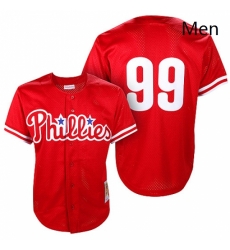 Mens Mitchell and Ness Philadelphia Phillies 99 Mitch Williams Replica Red Throwback MLB Jersey Mens Mitchell and Ness Philadelphia Phillies 99 Mitch Williams Replica Red Throwback MLB Jersey