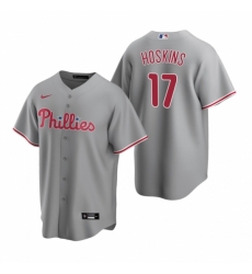 Mens Nike Philadelphia Phillies 17 Rhys Hoskins Gray Road Stitched Baseball Jersey Mens Nike Philadelphia Phillies 17 Rhys Hoskins Gray Road Stitched Baseball Jersey