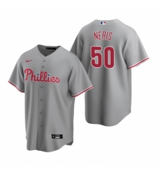 Mens Nike Philadelphia Phillies 50 Hector Neris Gray Road Stitched Baseball Jersey Mens Nike Philadelphia Phillies 50 Hector Neris Gray Road Stitched Baseball Jersey