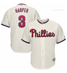 Mens Philadelphia Phillies 3 Bryce Harper Majestic Cream Alternate Official Cool Base Player Jersey Mens Philadelphia Phillies 3 Bryce Harper Majestic Cream Alternate Official Cool Base Player Jersey