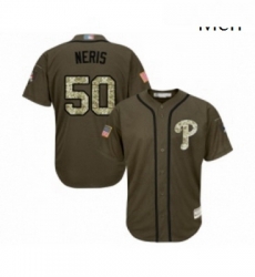 Mens Philadelphia Phillies 50 Hector Neris Authentic Green Salute to Service Baseball Jersey Mens Philadelphia Phillies 50 Hector Neris Authentic Green Salute to Service Baseball Jersey
