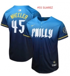Philadelphia Phillies #55 Suarez Blue 2024 City Connect Limited Stitched Baseball Jersey Philadelphia Phillies #55 Suarez Blue 2024 City Connect Limited Stitched Baseball Jersey