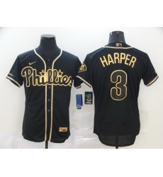 Phillies 3 Bryce Harper Black Gold 2020 Nike Cool Base Jersey Phillies 3 Bryce Harper Black Gold 2020 Nike Cool Base Jersey