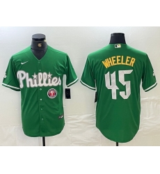 men philadelphia phillies 45 zack wheeler green 2024 city connect stitched jersey II men philadelphia phillies 45 zack wheeler green 2024 city connect stitched jersey II