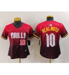 Women Philadelphia Phillies 10 J T Realmuto Red 2024 City Connect Limited Stitched Baseball Jersey 1 Women Philadelphia Phillies 10 J T Realmuto Red 2024 City Connect Limited Stitched Baseball Jersey 1