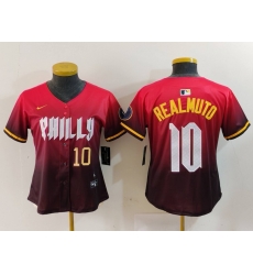 Women Philadelphia Phillies 10 J T Realmuto Red 2024 City Connect Limited Stitched Baseball Jersey 2 Women Philadelphia Phillies 10 J T Realmuto Red 2024 City Connect Limited Stitched Baseball Jersey 2