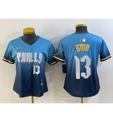 Women Philadelphia Phillies 13 Stub Blue 2024 City Connect Limited Stitched Baseball Jersey 2 Women Philadelphia Phillies 13 Stub Blue 2024 City Connect Limited Stitched Baseball Jersey 2