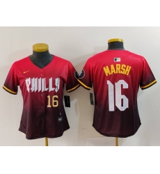 Women Philadelphia Phillies 16 Brandon Marsh Red 2024 City Connect Limited Stitched Baseball Jersey 1 Women Philadelphia Phillies 16 Brandon Marsh Red 2024 City Connect Limited Stitched Baseball Jersey 1