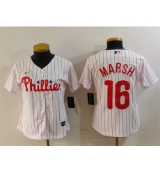 Women Philadelphia Phillies 16 Brandon Marsh White Stitched Baseball Jersey Women Philadelphia Phillies 16 Brandon Marsh White Stitched Baseball Jersey