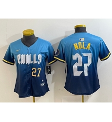 Women Philadelphia Phillies 27 Aaron Nola Blue 2024 City Connect Limited Stitched Baseball Jersey 1 Women Philadelphia Phillies 27 Aaron Nola Blue 2024 City Connect Limited Stitched Baseball Jersey 1
