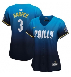 Women Philadelphia Phillies 3 Bryce Harper Blue 2024 City Connect Limited Stitched Baseball Jersey Women Philadelphia Phillies 3 Bryce Harper Blue 2024 City Connect Limited Stitched Baseball Jersey