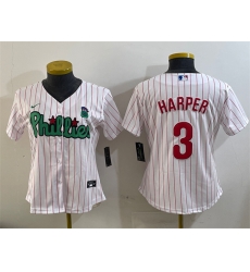 Women Philadelphia Phillies 3 Bryce Harper Phanatic White Stitched Baseball Jersey