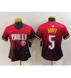 Women Philadelphia Phillies 5 Bryson Stott Red 2024 City Connect Limited Stitched Baseball Jersey 5 Women Philadelphia Phillies 5 Bryson Stott Red 2024 City Connect Limited Stitched Baseball Jersey 5