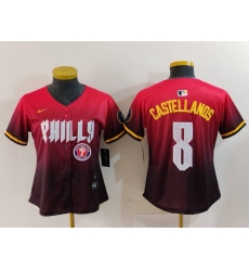 Women Philadelphia Phillies 8 Nick Castellanos Red 2024 City Connect Limited Stitched Baseball Jersey 8 Women Philadelphia Phillies 8 Nick Castellanos Red 2024 City Connect Limited Stitched Baseball Jersey 8