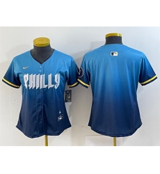 Women Philadelphia Phillies Blank Blue 2024 City Connect Limited Stitched Baseball Jersey Women Philadelphia Phillies Blank Blue 2024 City Connect Limited Stitched Baseball Jersey