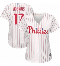 Womens Majestic Philadelphia Phillies 17 Rhys Hoskins Authentic WhiteRed Strip Home Cool Base MLB Jersey Womens Majestic Philadelphia Phillies 17 Rhys Hoskins Authentic WhiteRed Strip Home Cool Base MLB Jersey