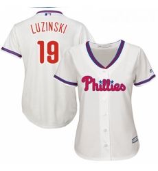 Womens Majestic Philadelphia Phillies 19 Greg Luzinski Replica Cream Alternate Cool Base MLB Jersey Womens Majestic Philadelphia Phillies 19 Greg Luzinski Replica Cream Alternate Cool Base MLB Jersey