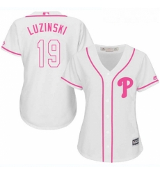 Womens Majestic Philadelphia Phillies 19 Greg Luzinski Replica White Fashion Cool Base MLB Jersey Womens Majestic Philadelphia Phillies 19 Greg Luzinski Replica White Fashion Cool Base MLB Jersey
