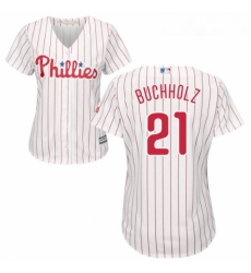 Womens Majestic Philadelphia Phillies 21 Clay Buchholz Authentic WhiteRed Strip Home Cool Base MLB Jersey Womens Majestic Philadelphia Phillies 21 Clay Buchholz Authentic WhiteRed Strip Home Cool Base MLB Jersey
