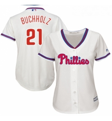 Womens Majestic Philadelphia Phillies 21 Clay Buchholz Replica Cream Alternate Cool Base MLB Jersey Womens Majestic Philadelphia Phillies 21 Clay Buchholz Replica Cream Alternate Cool Base MLB Jersey