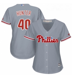 Womens Majestic Philadelphia Phillies 40 Tommy Hunter Replica Grey Road Cool Base MLB Jersey Womens Majestic Philadelphia Phillies 40 Tommy Hunter Replica Grey Road Cool Base MLB Jersey