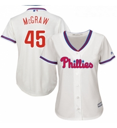 Womens Majestic Philadelphia Phillies 45 Tug McGraw Replica Cream Alternate Cool Base MLB Jersey Womens Majestic Philadelphia Phillies 45 Tug McGraw Replica Cream Alternate Cool Base MLB Jersey