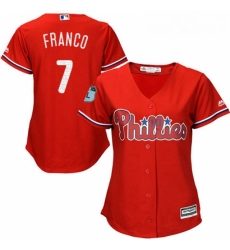 Womens Majestic Philadelphia Phillies 7 Maikel Franco Authentic Scarlet 2017 Spring Training Cool Base MLB Jersey Womens Majestic Philadelphia Phillies 7 Maikel Franco Authentic Scarlet 2017 Spring Training Cool Base MLB Jersey