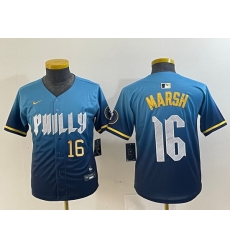 Youth Philadelphia Phillies 16 Brandon Marsh Blue 2024 City Connect Limited Stitched Jersey 4 Youth Philadelphia Phillies 16 Brandon Marsh Blue 2024 City Connect Limited Stitched Jersey 4