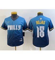 Youth Philadelphia Phillies 18 Johan Rojas Blue 2024 City Connect Limited Stitched Baseball Jersey Youth Philadelphia Phillies 18 Johan Rojas Blue 2024 City Connect Limited Stitched Baseball Jersey