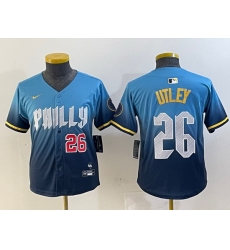 Youth Philadelphia Phillies 26 Chase Utley Blue 2024 City Connect Limited Stitched Youth Philadelphia Phillies 26 Chase Utley Blue 2024 City Connect Limited Stitched