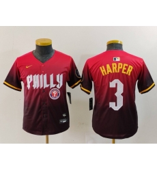 Youth Philadelphia Phillies 3 Bryce Harper Red 2024 City Connect Limited Stitched Baseball Jersey 1 Youth Philadelphia Phillies 3 Bryce Harper Red 2024 City Connect Limited Stitched Baseball Jersey 1