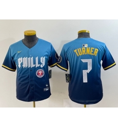 Youth Philadelphia Phillies 7 Trea Turner Blue 2024 City Connect Limited Stitched Jersey 3 Youth Philadelphia Phillies 7 Trea Turner Blue 2024 City Connect Limited Stitched Jersey 3