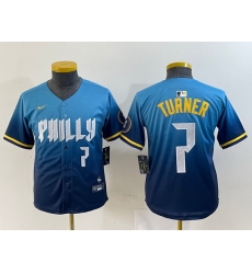 Youth Philadelphia Phillies 7 Trea Turner Blue 2024 City Connect Limited Stitched Jersey 5 Youth Philadelphia Phillies 7 Trea Turner Blue 2024 City Connect Limited Stitched Jersey 5