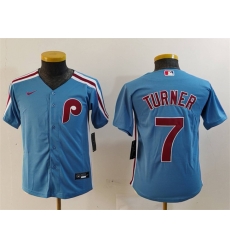 Youth Philadelphia Phillies 7 Trea Turner Blue Cool Base Stitched Baseball Jersey Youth Philadelphia Phillies 7 Trea Turner Blue Cool Base Stitched Baseball Jersey