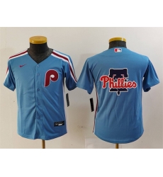 Youth Philadelphia Phillies Team Big Logo Blue Cool Base Stitched Baseball Jersey 1 Youth Philadelphia Phillies Team Big Logo Blue Cool Base Stitched Baseball Jersey 1