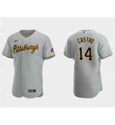 Men Pittsburgh Pirates 14 Rodolfo Castro Grey Flex Base Stitched Baseball Jersey Men Pittsburgh Pirates 14 Rodolfo Castro Grey Flex Base Stitched Baseball Jersey