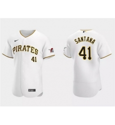 Men Pittsburgh Pirates 41 Carlos Santana White Flex Base Stitched Baseball Jersey Men Pittsburgh Pirates 41 Carlos Santana White Flex Base Stitched Baseball Jersey