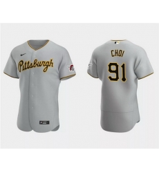 Men Pittsburgh Pirates 91 Ji Man Choi Grey Flex Base Stitched Baseball Jersey Men Pittsburgh Pirates 91 Ji Man Choi Grey Flex Base Stitched Baseball Jersey