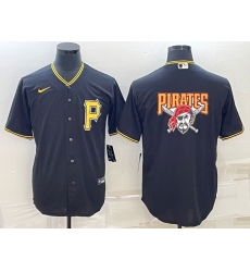Men Pittsburgh Pirates Black Team Big Logo Cool Base Stitched Baseball Jersey Men Pittsburgh Pirates Black Team Big Logo Cool Base Stitched Baseball Jersey