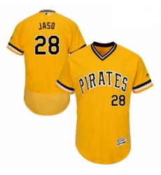 Mens Majestic Pittsburgh Pirates 28 John Jaso Gold Alternate Flex Base Authentic Collection MLB Jersey Mens Majestic Pittsburgh Pirates 28 John Jaso Gold Alternate Flex Base Authentic Collection MLB Jersey
