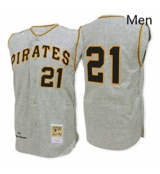 Mens Mitchell and Ness 1962 Pittsburgh Pirates 21 Roberto Clemente Replica Grey Throwback MLB Jersey Mens Mitchell and Ness 1962 Pittsburgh Pirates 21 Roberto Clemente Replica Grey Throwback MLB Jersey