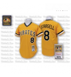 Mens Mitchell and Ness Pittsburgh Pirates 8 Willie Stargell Authentic Gold Throwback MLB Jersey Mens Mitchell and Ness Pittsburgh Pirates 8 Willie Stargell Authentic Gold Throwback MLB Jersey
