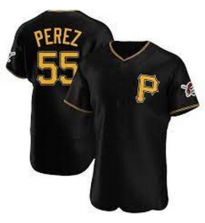 Men's Nike Pittsburgh Pirates #55 Roberto Perez Black Stitched Baseball Jersey Men's Nike Pittsburgh Pirates #55 Roberto Perez Black Stitched Baseball Jersey