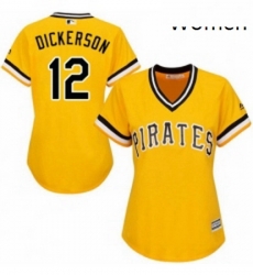 Womens Majestic Pittsburgh Pirates 12 Corey Dickerson Replica Gold Alternate Cool Base MLB Jersey Womens Majestic Pittsburgh Pirates 12 Corey Dickerson Replica Gold Alternate Cool Base MLB Jersey