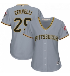 Womens Majestic Pittsburgh Pirates 29 Francisco Cervelli Replica Grey Road Cool Base MLB Jersey Womens Majestic Pittsburgh Pirates 29 Francisco Cervelli Replica Grey Road Cool Base MLB Jersey